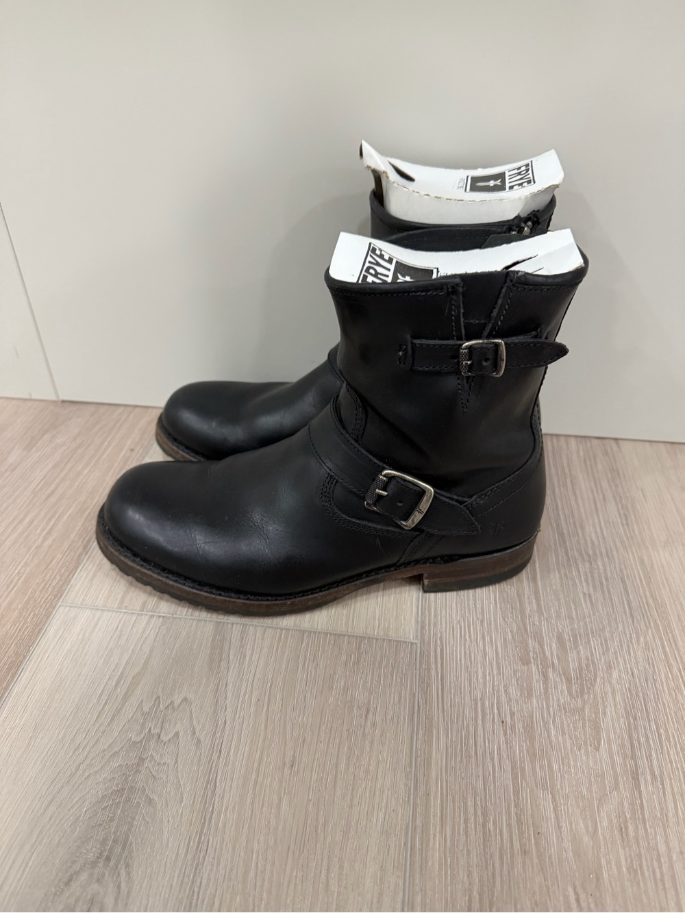 Frye Engineer Boots Black Leather Men’s 8.5 M Buckle Motorcycle Work Boots USA